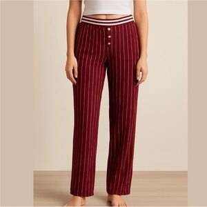PJ SALVAGE pajama bottoms lounge pants elastic waistband striped red sz small